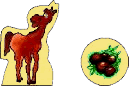 Benötigtes Materal bei der Brettspiel Variante Pferde-Solitaire: das Pferd und ein paar Pferdeäpfel