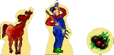 Benötigtes Materal bei der Brettspiel Variante Pferde-Solitaire: das Pferd, der Bauer und 12 Pferdeäpfel