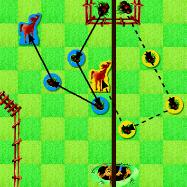 Spielzüge des Pferdes bei der Brettspiel Variante Spiel der Pferde